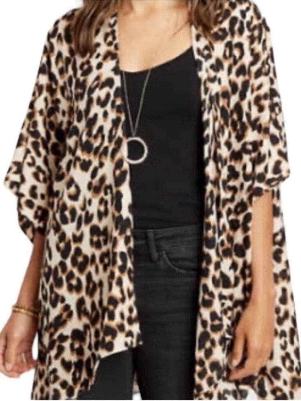 Bluivy Leopard Print Ruana Cardigan Medium